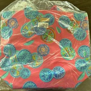 *NWT* Consuela Frenchie Pink Grab & Go Basic Tote with Teal & Blue Citrus Motif